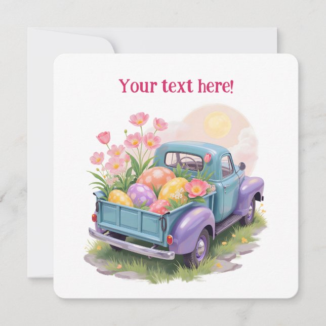 Retro Teal & Purple Truck with Easter Eggs (Frente)