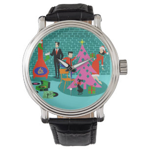 Retro Trimmmming do relógio da árvore de Natal