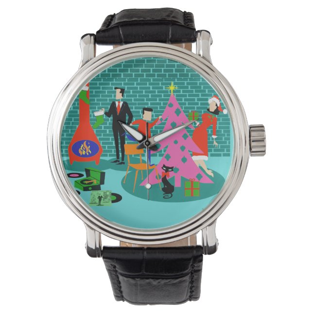 Retro Trimmmming do relógio da árvore de Natal (Frente)