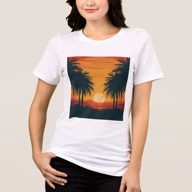 Retro Tropical Sunset Palm Trees (Frente)