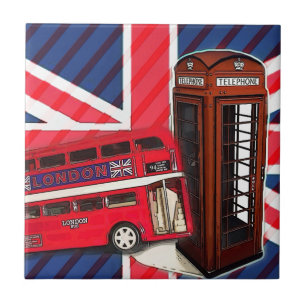 Retro Union Jack London Bus, cabina vermelha de te