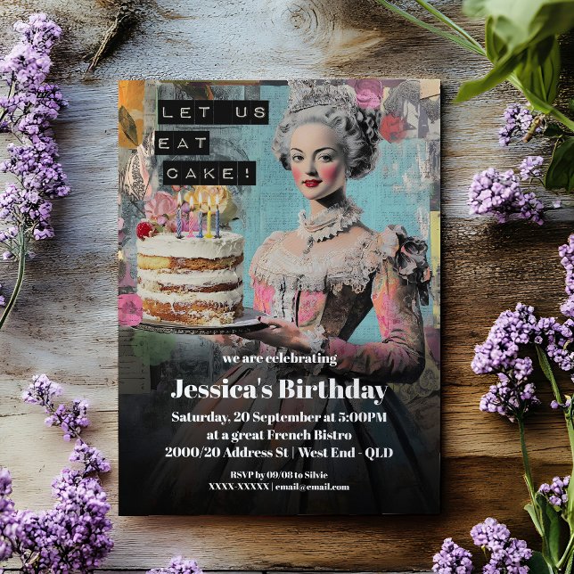 Retro Vamos Comer Bolo - Convite de festas Francês (Criador carregado)