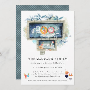 Retro Verão   CONVITE DE FESTAS PISCINA