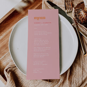 Retro Verão Menu Janto Casamento Cor-de-Rosa e L