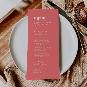Retro Verão Menu Janto Casamento Rosa Quente