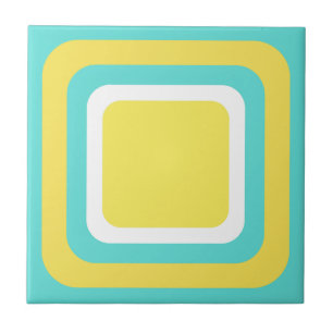 Retro Verde Água Amarelo Branco