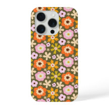 Retro verde oliva Floral abstrato em plena floraçã
