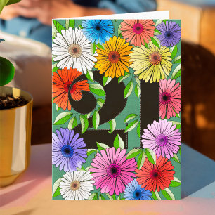 Retro Verde Personalizado Cartão Floral de Anivers