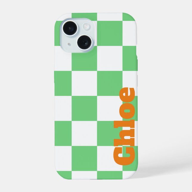 Retro Verde Tabuleiro de Xadrez Tile Y2K  (Verso)