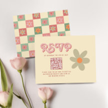 Retro Vintage 70s Casamento QR RSVP