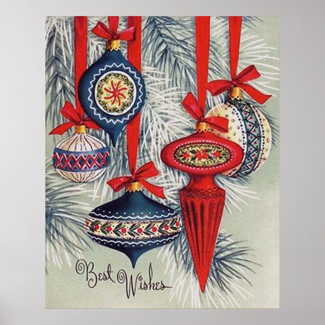 Retro vintage bolbos Christma Holiday poster (Frente)
