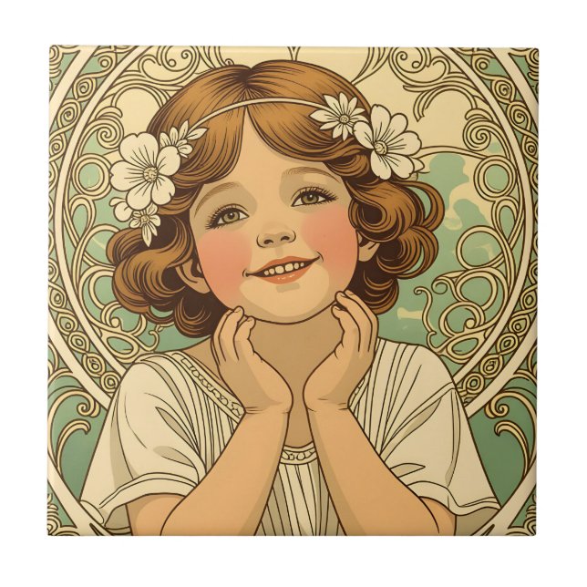 retro vintage child with flowers (Frente)