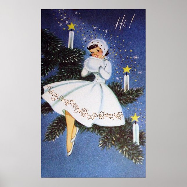 Retro vintage Christmas Holliday lady poster (Frente)