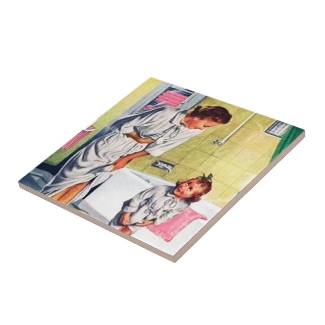 retro vintage Mãe Filha Banheiro (Lateral)