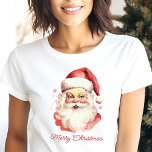 Retro Vintage Papais noeis de Aquarela Face ao Nat<br><div class="desc">Entre no espírito de Natal com este Papai noel retrô vintage com a camisa de Natal tri-blend. Com uma aquarela encantadora design de Papai Noel e uma saudação festiva de "Feliz Natal", esta camisa traz alegria nostálgica ao seu guarda-roupa de férias. A saudação pode ser personalizada, fazer um excelente presente...</div>