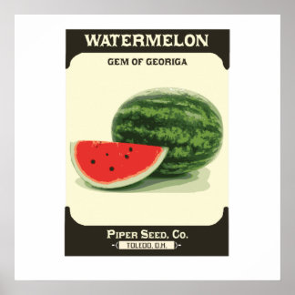 Retro Watermelon Seed Packet Melon Poster