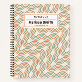 Retro Wavy Abstract Pattern Professional Notebook