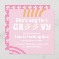 Retro Way 2 Groovy Daisy Flower Birthday Pink