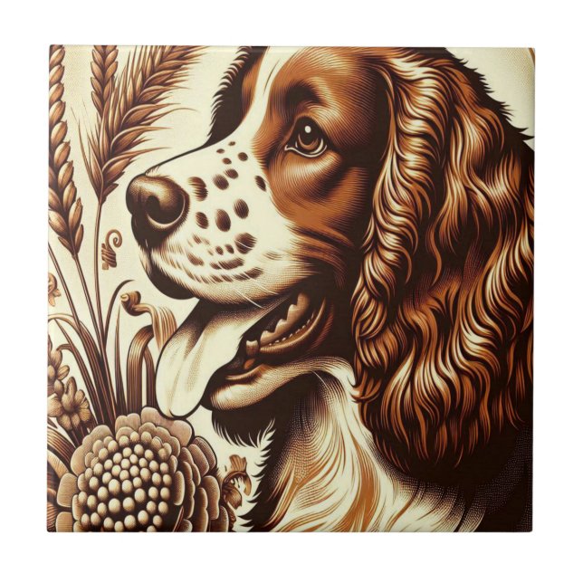 Retro Welsh Springer Spaniel Brown White Art (Frente)