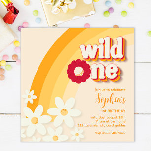 Retro "Wild One" Primeiro Convite de Aniversário  