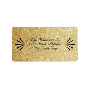 Retrospector de Glitter Dourado Faux - Etiquetas d