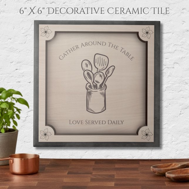 Reunir em Torno da Mesa Azulejo de Acabamento de C (Celebrate the heart of your home with a warm and inviting accent tile.)