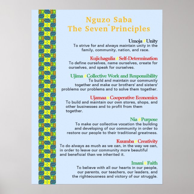 Reunir "Round Kwanzaa Creations Nguzo Saba Poster (Frente)