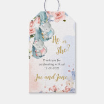 Revelação de gênero elefante Obrigado Etiqueta