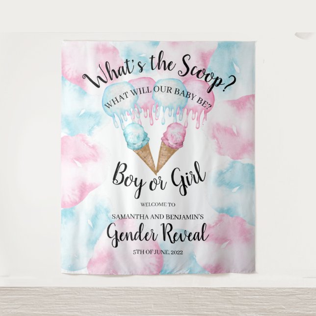 Revelação do gênero do sorvete de fundo. tapeçaria (Frente)