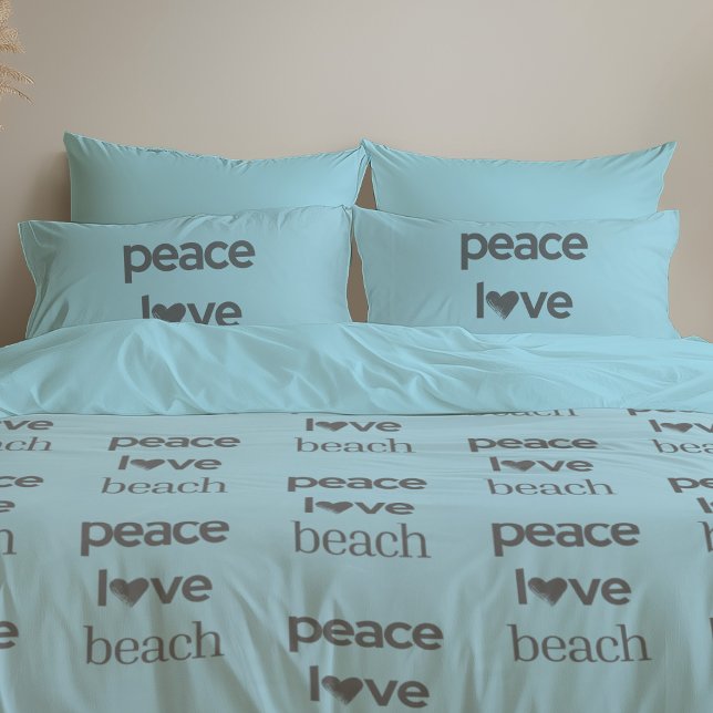 Reversible Blue Peace Love Beach | Coastal Decor (Criador carregado)