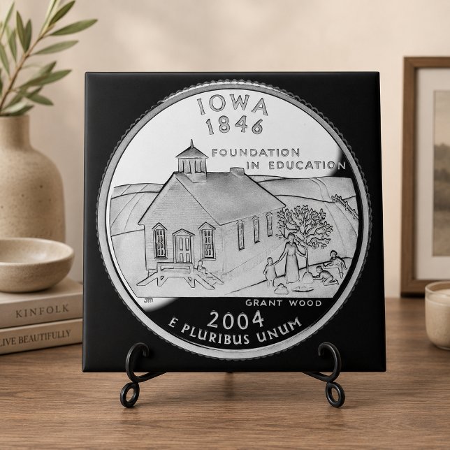 Reverso do Quarto de Estado de Iowa Falso (State Quarter of Iowa Reverse Side Faux Ceramic Tile)