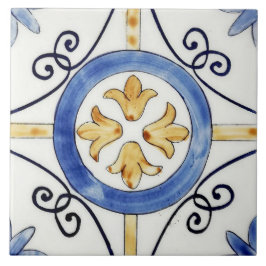 Revestimento Cerâmico - Desenho Floral Azul e Lara