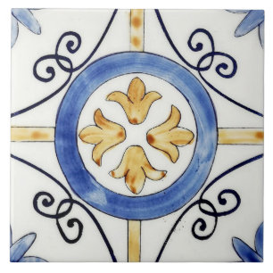 Revestimento Cerâmico - Desenho Floral Azul e Lara