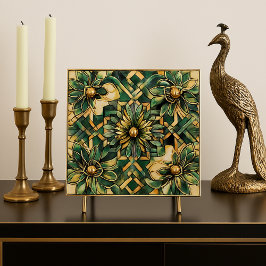 Revestimento de Luxo Art Déco em Verde e Dourado