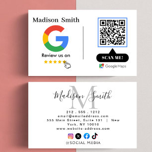 Revisão do Google com cartão de visita com link de