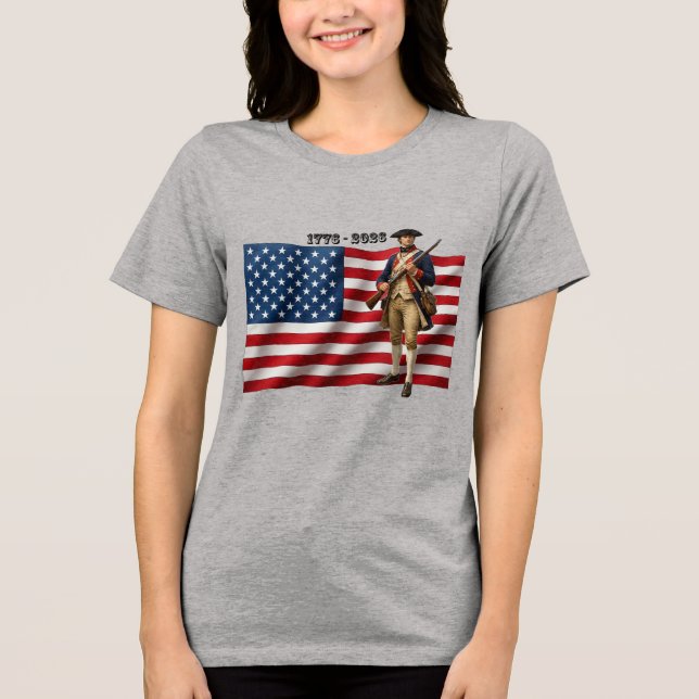 Revolutionary War Soldier & American Flag 250 URM (Frente)