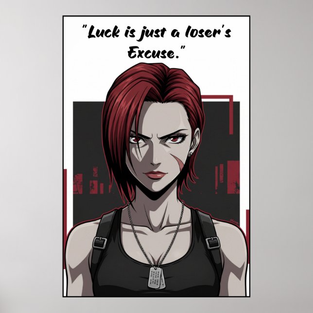 Revy – Black Lagoon Luck Quote Motivation Poster (Frente)