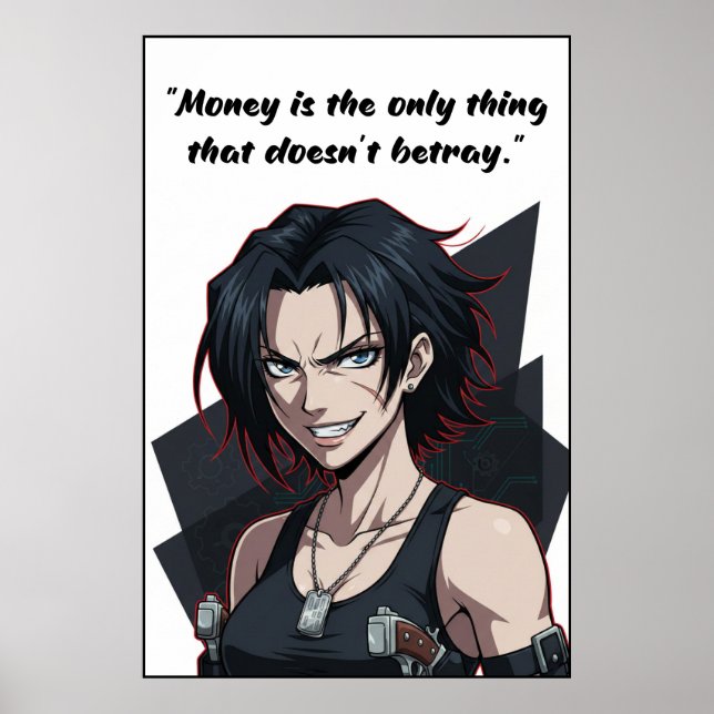 Revy – Black Lagoon Money Quote Motivation Poster (Frente)