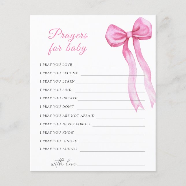 Rezações cor-de-rosa para chá de fraldas para bebê (Frente)