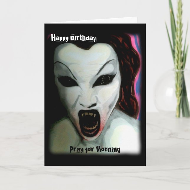 "Rezar pela Manhã" num Cartão de Aniversário (Frente)