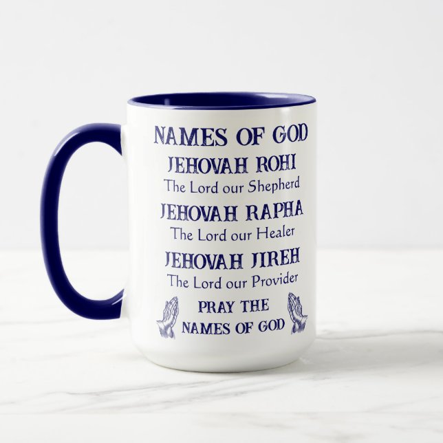 Rezem pelos nomes de Deus, canecas cristãs (Esquerda)