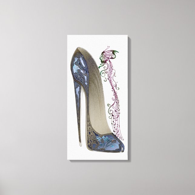 Rhapsody em Blue Stiletto Calçado Art Canvas Print (Frente)