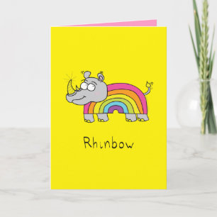 Rhinbow Rino Rainbow Cartão de Saudação Amarelo