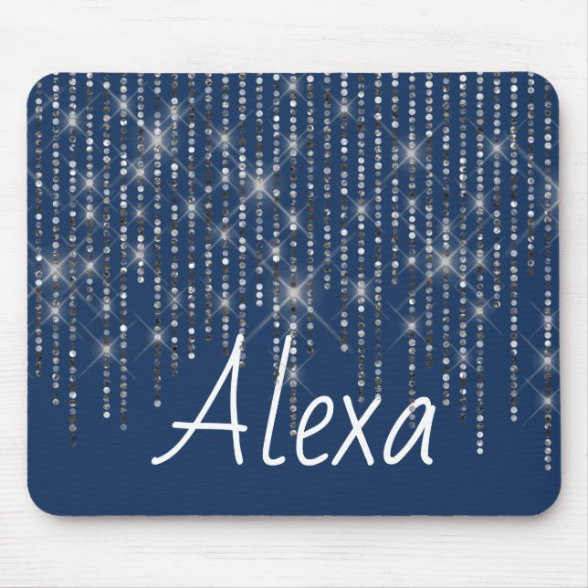 Rhinestone Bling com Nome Mouse Pad (Frente)