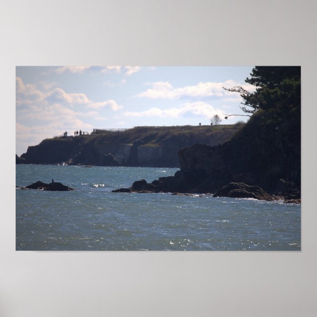 Rhode Island Cliffside Ocean Waterscape Poster (Frente)