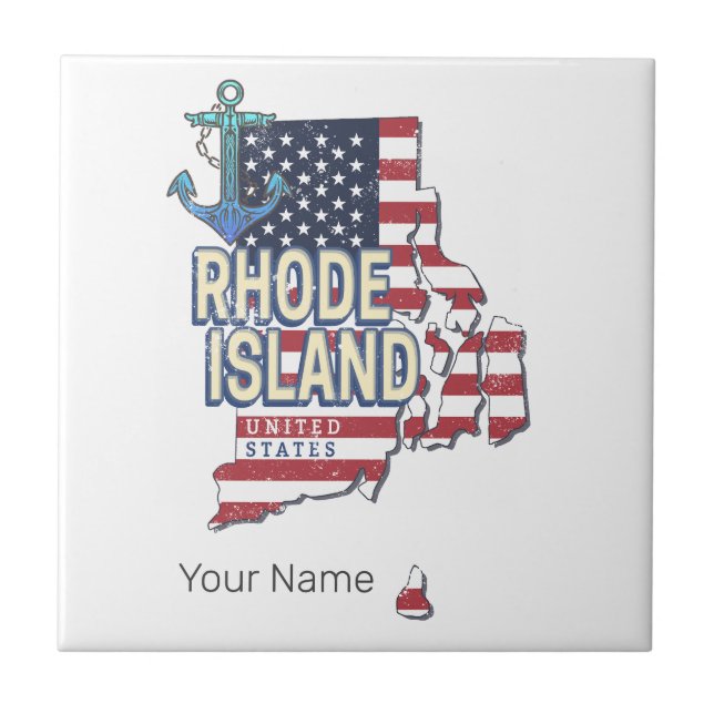 Rhode Island Estados Unidos - Retro State Map Vint (Frente)