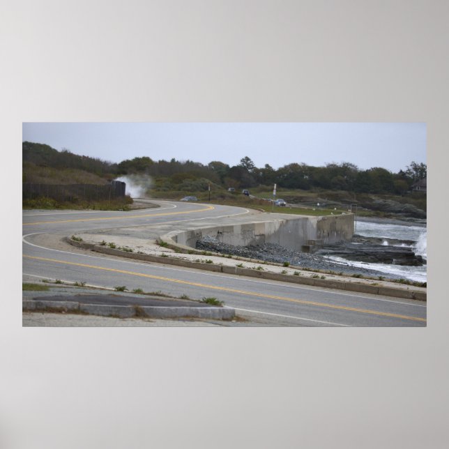 Rhode Island Highway by Ocean Poster (Frente)