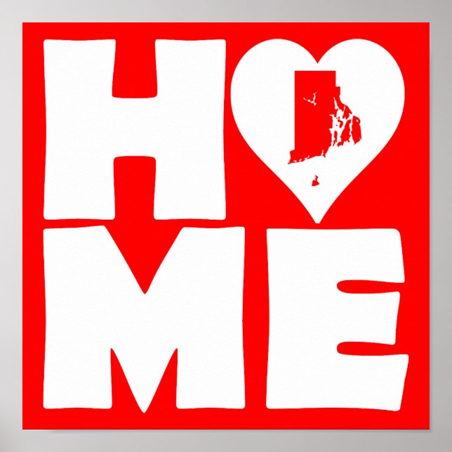 Rhode Island Home Heart State Poster Sign (Frente)