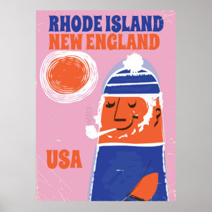 Rhode Island, poster vintage de pescadores da Nova