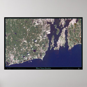 Rhode - poster do satélite do litoral da ilha